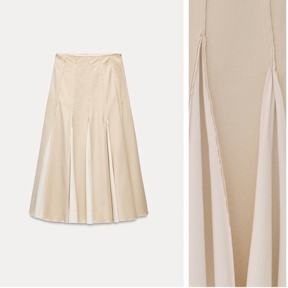 Zara Pleated Maxi Skirt Western Boho Lagenlook Size Small - Picture 5 of 14